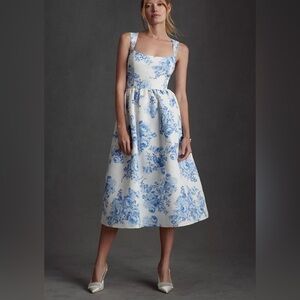 NWT Sachin + Babi + BHLDN Blue and White Floral Blaine Midi Dress